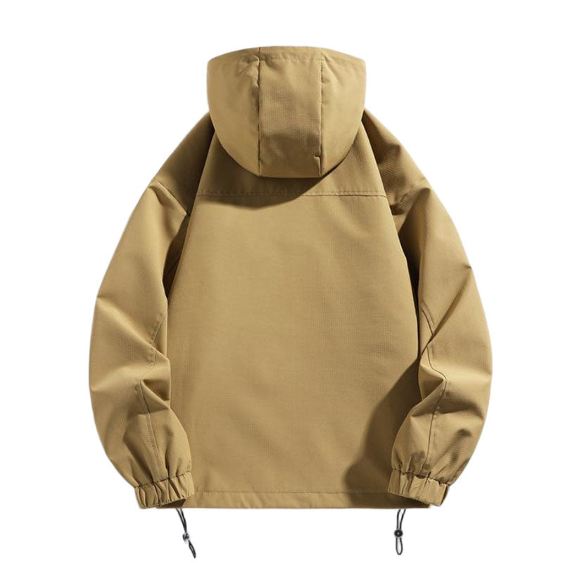 Custom Mens Running Rain Jacket Pullover with Adjustable Hood