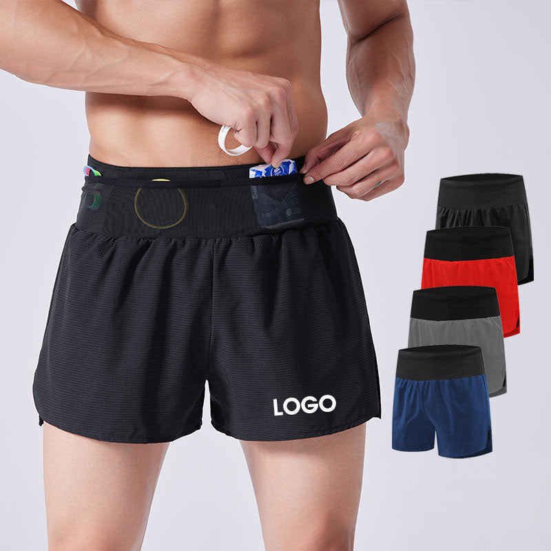 Custom Mens Running Shorts with Liner and Multi-Pocket Waistband