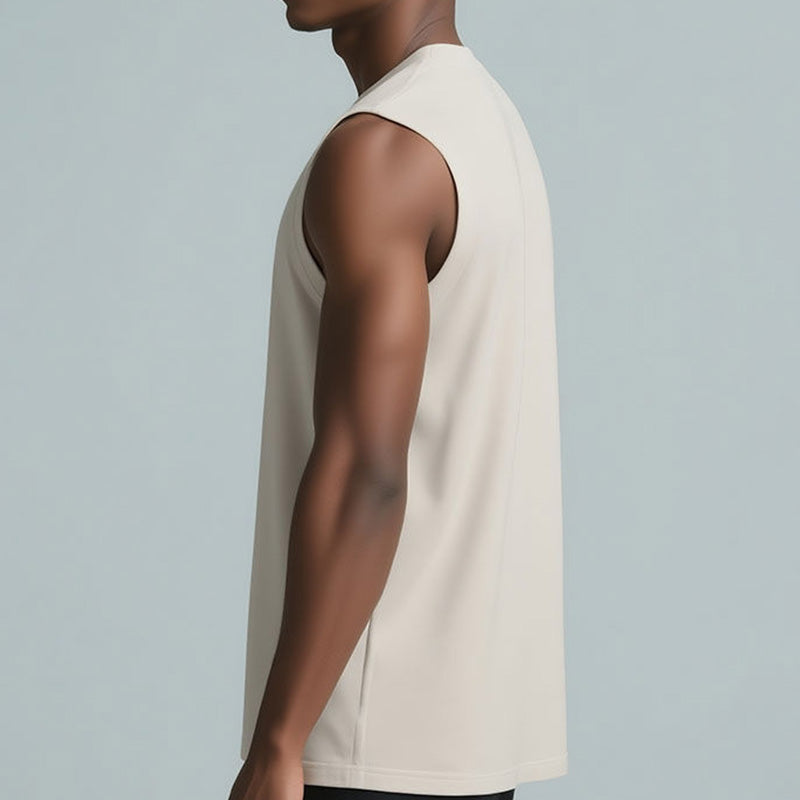 160gsm Poly-Cotton Custom Men’s Running Singlet | Multi-Logo Placement OEM
