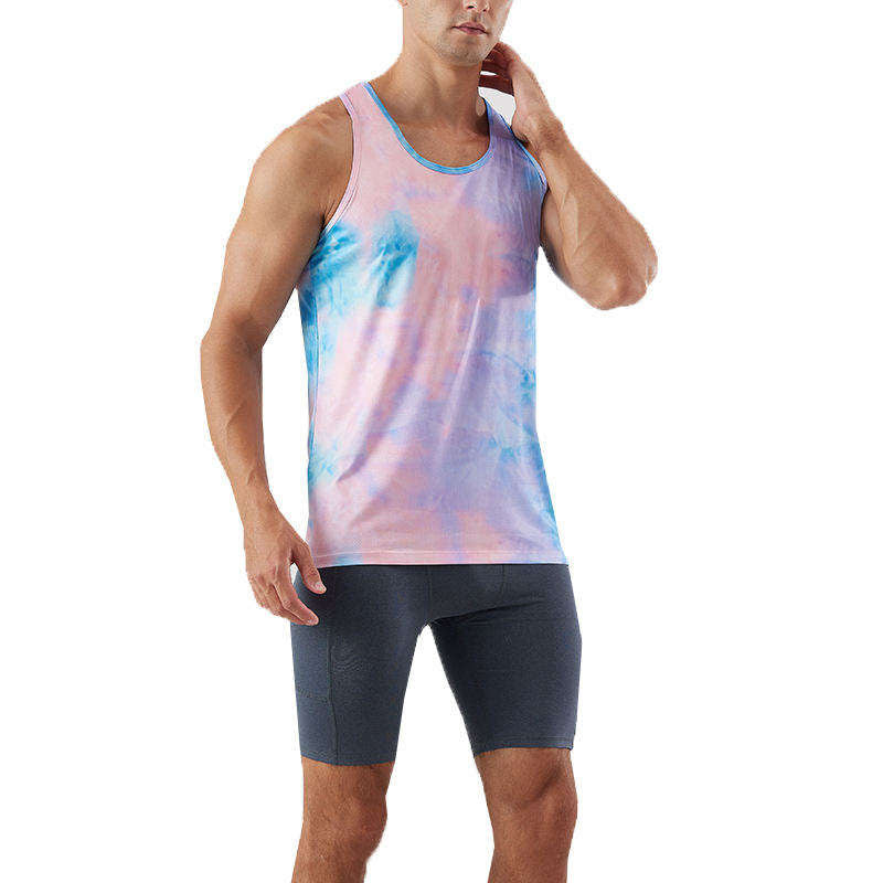 Custom Men’s Running Tank Top – 140g Cotton Tie-Dye OEM