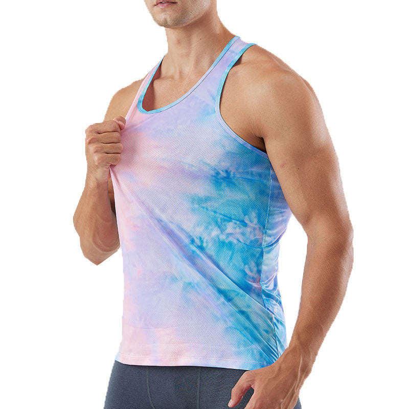 Custom Men’s Running Tank Top – 140g Cotton Tie-Dye OEM