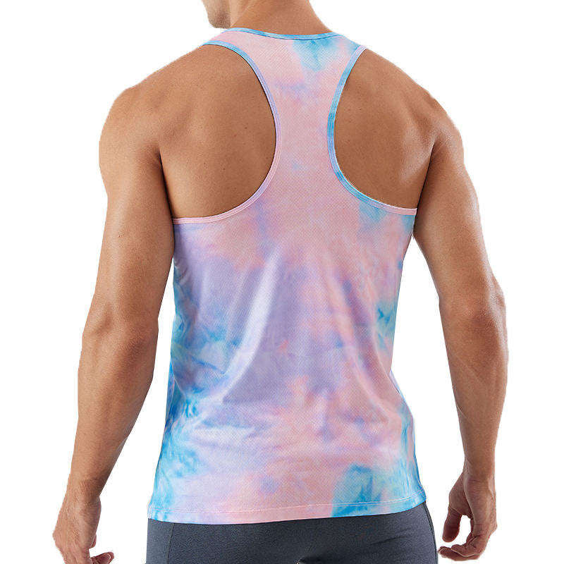 Custom Men’s Running Tank Top – 140g Cotton Tie-Dye OEM