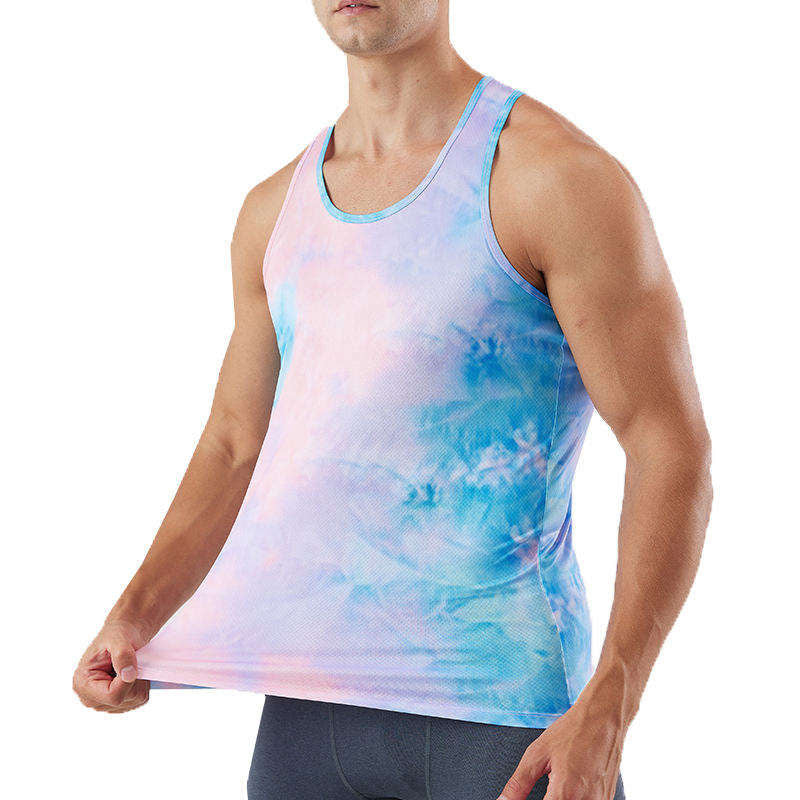 Custom Men’s Running Tank Top – 140g Cotton Tie-Dye OEM