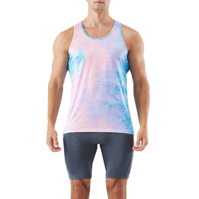 Custom Men’s Running Tank Top – 140g Cotton Tie-Dye OEM