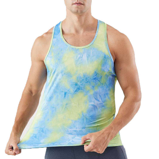 Custom Men’s Running Tank Top – 140g Cotton Tie-Dye OEM