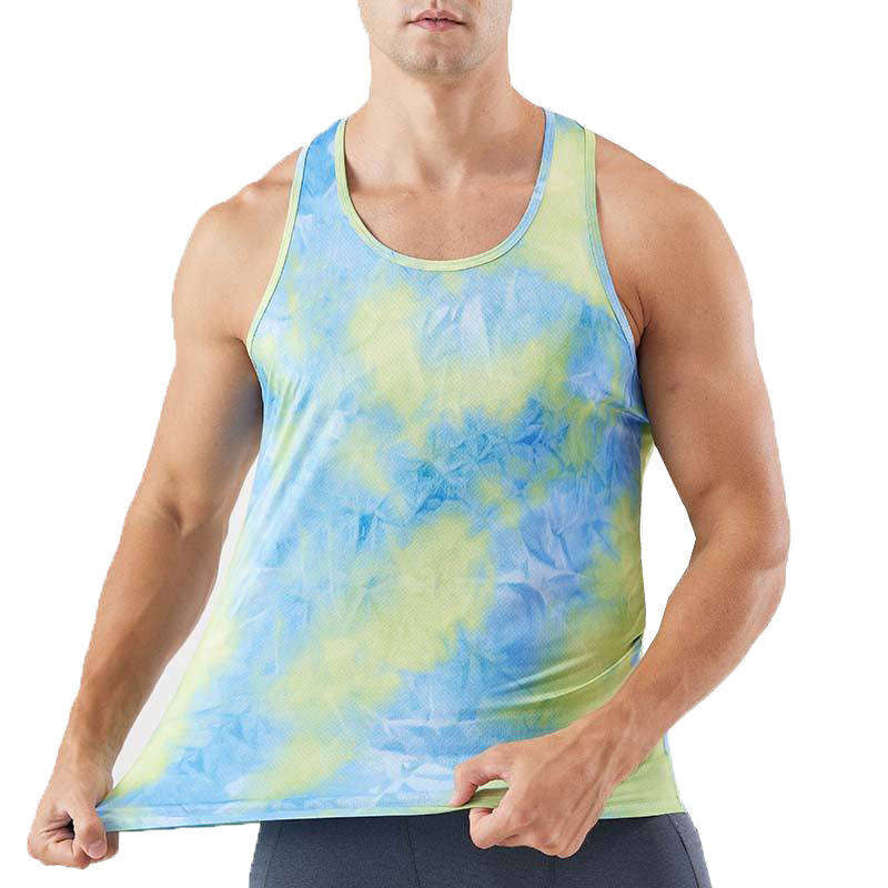 Custom Men’s Running Tank Top – 140g Cotton Tie-Dye OEM