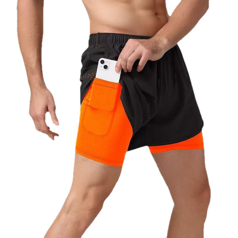 Custom Men's Shorts for Running with 2-in-1 Liner and Zipper Pocket