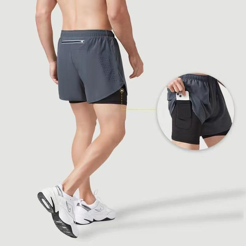 Custom Men's Shorts for Running with 2-in-1 Liner and Zipper Pocket