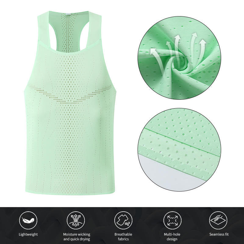 Custom Men's Singlet Running Top with Allover Laser-Cut Ventilation