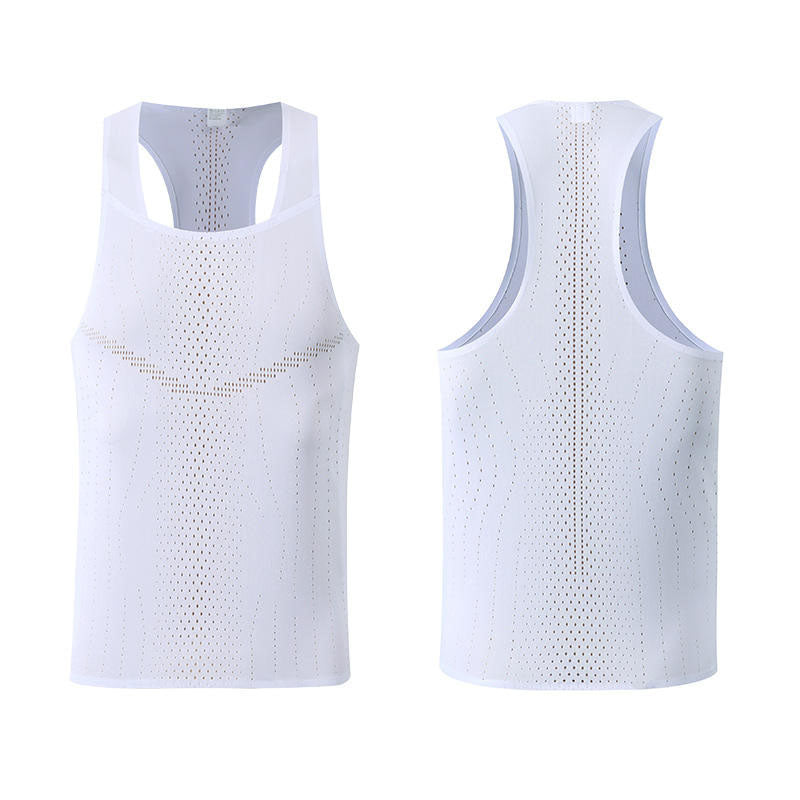 Custom Men's Singlet Running Top with Allover Laser-Cut Ventilation