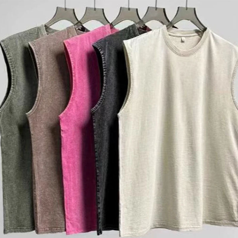 Custom Men’s Washed Running Tank Tops – 100g Cotton OEM