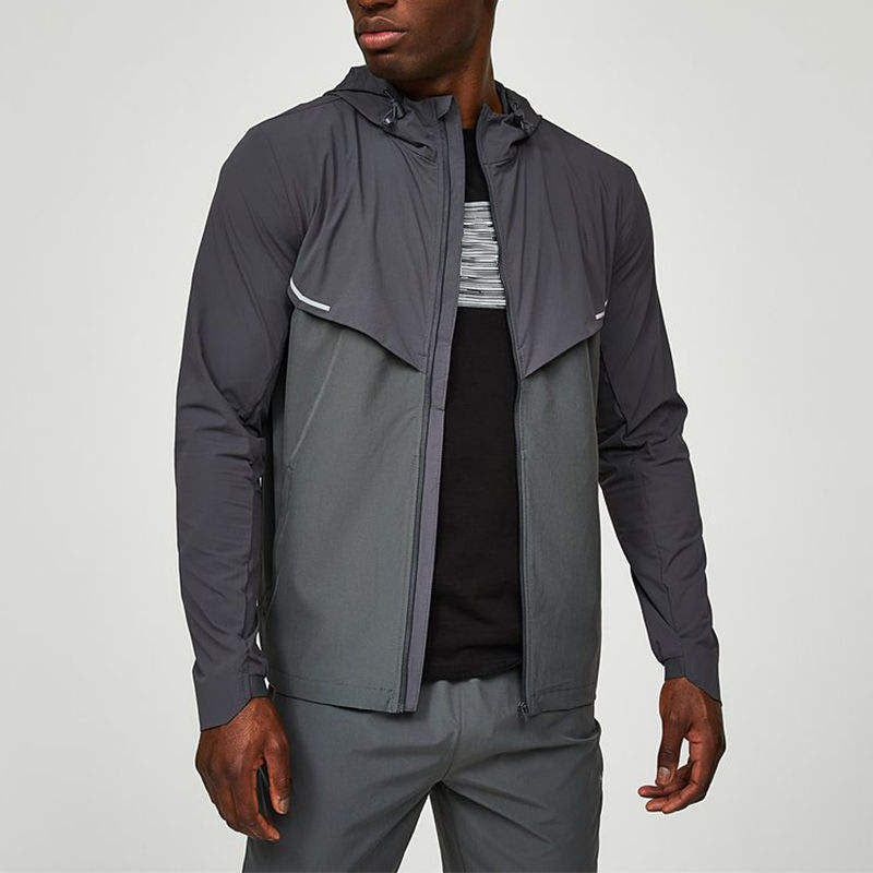 Custom Men's Windproof Winter Running Jacket with Color-Block Panels