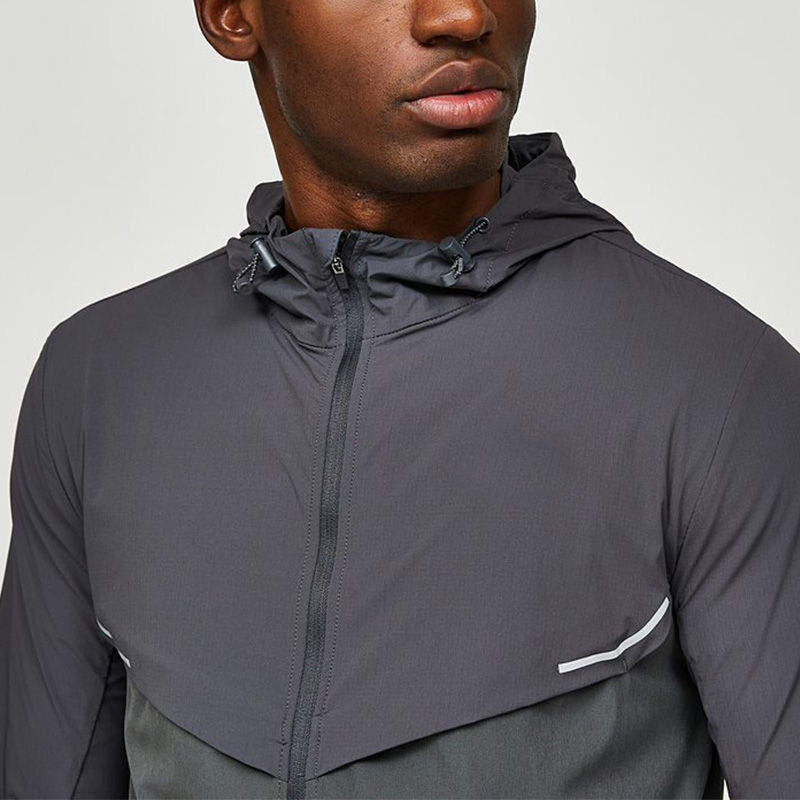 Custom Men's Windproof Winter Running Jacket with Color-Block Panels