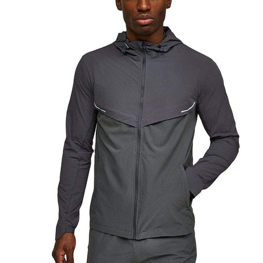 Custom Men's Windproof Winter Running Jacket with Color-Block Panels