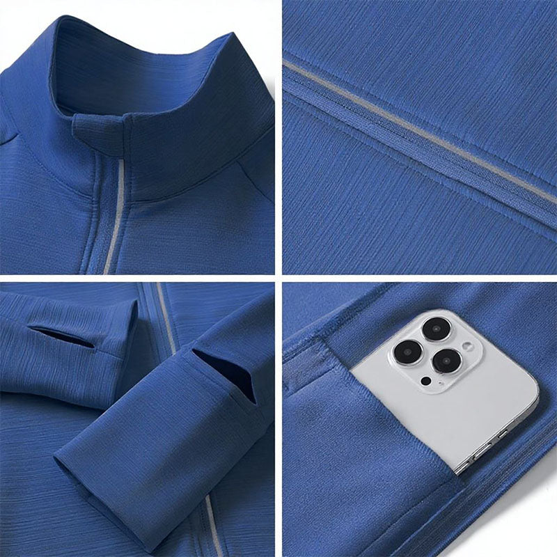 Custom Running Jacket Mens Winter with Stand Collar and Thumbhole Cuffs