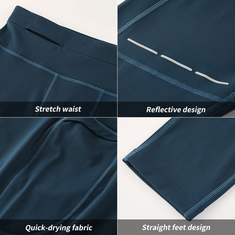 Custom Running Leggings for Men with Reflective Details, OEM Tights