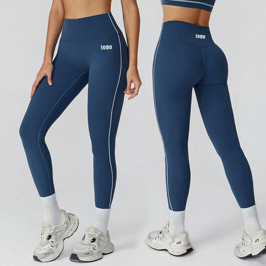 Custom Running Leggings for Women with High Waist and Contrast Piping