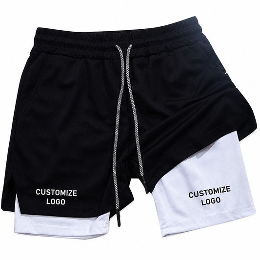 Custom Running Shorts with Compression Shorts and Side Pockets