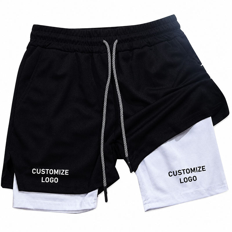 Custom Running Shorts with Compression Shorts and Side Pockets