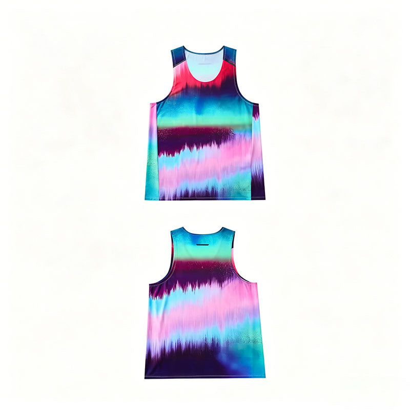 Custom Running Tank Tops for Men with Multicolor Allover Digital Print