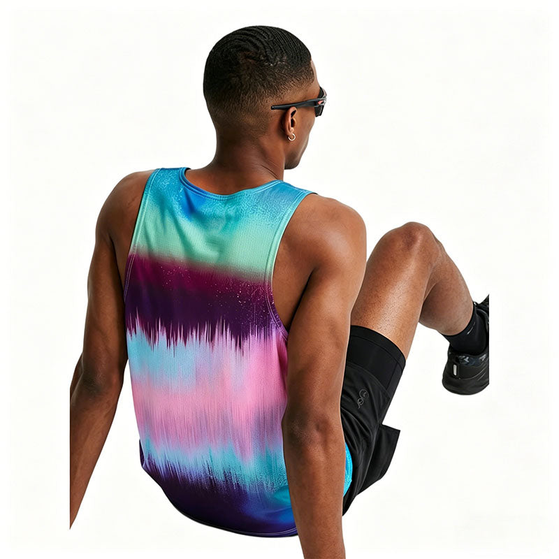 Custom Running Tank Tops for Men with Multicolor Allover Digital Print