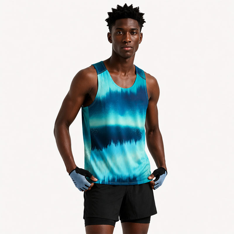 Custom Running Tank Tops for Men with Multicolor Allover Digital Print