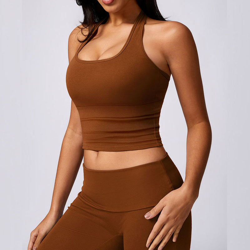 Custom Running Tanks for Women with Halter Neck and Cropped Fit