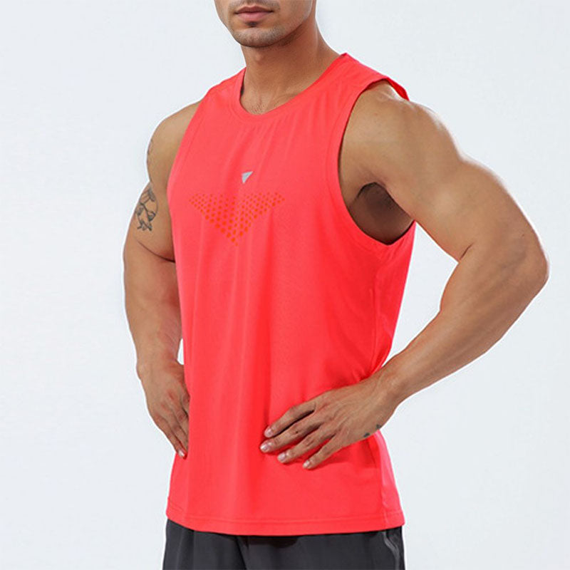 Custom Running Tanks Men Top with Stretch Fabric and Front Airflow Zones