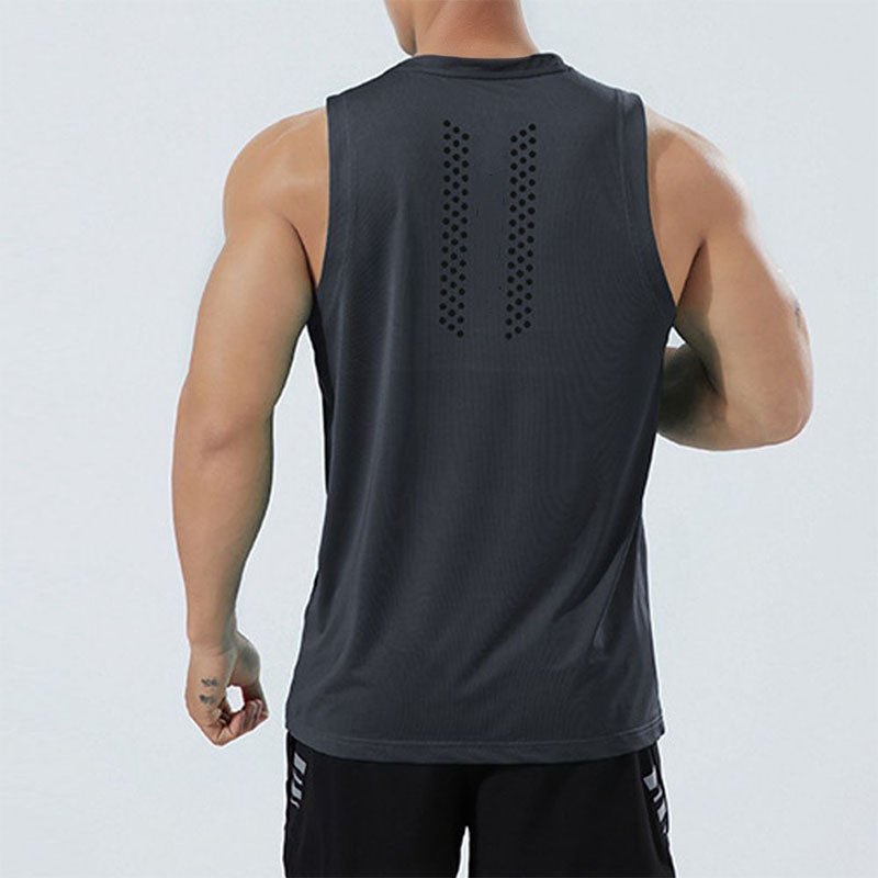 Custom Running Tanks Men Top with Stretch Fabric and Front Airflow Zones