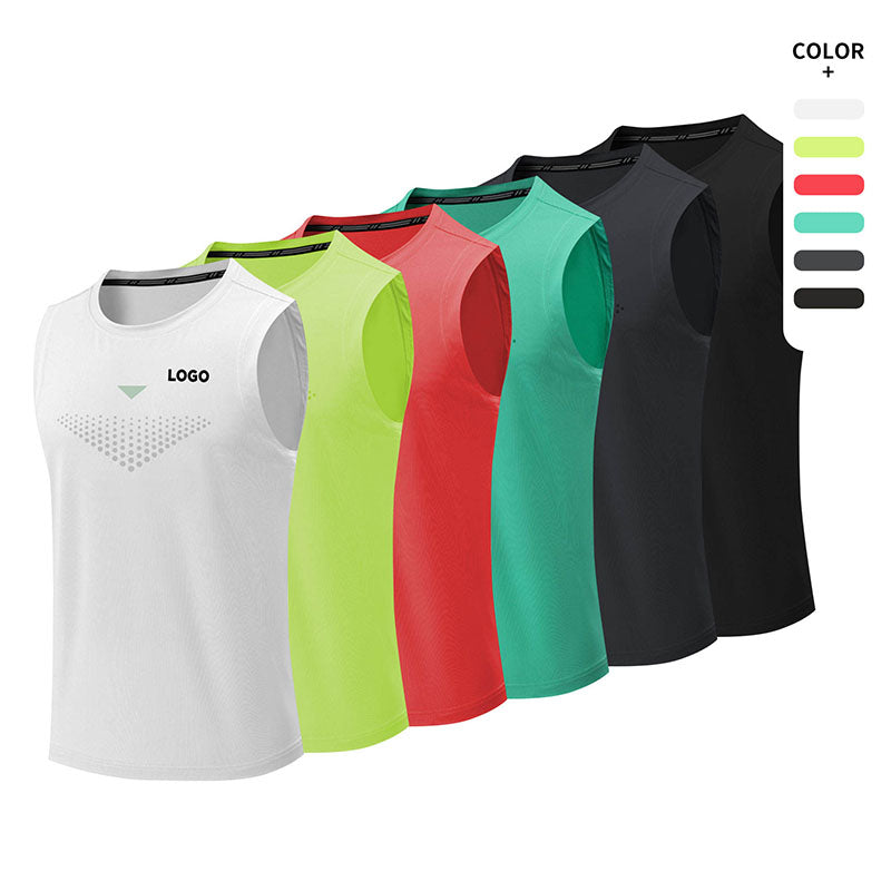 Custom Running Tanks Men Top with Stretch Fabric and Front Airflow Zones