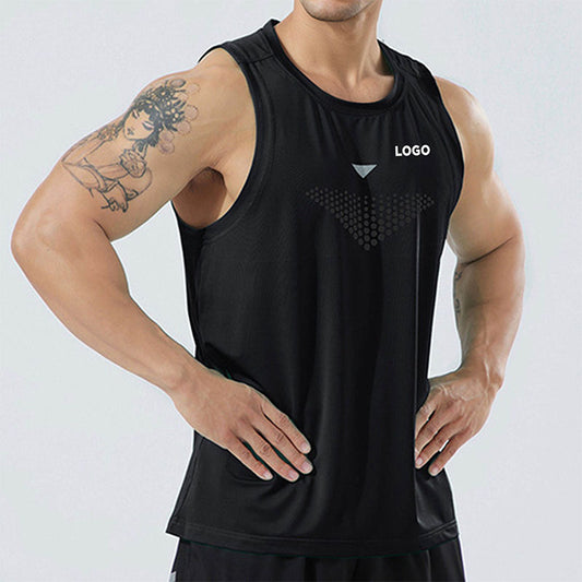 Custom Running Tanks Men Top with Stretch Fabric and Front Airflow Zones