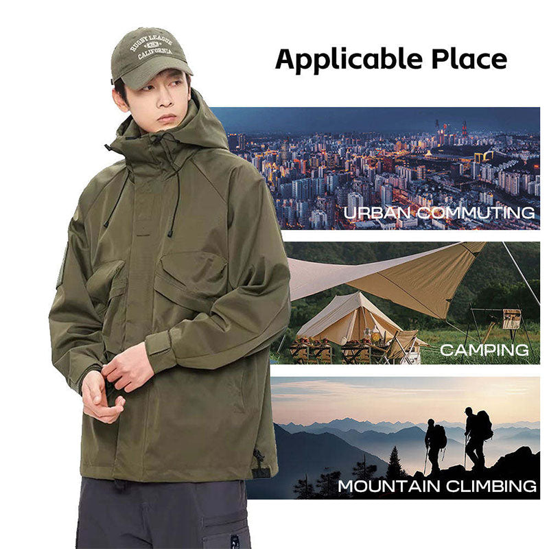 Custom Running Waterproof Jacket with Utility Pockets and Adjustable Hood