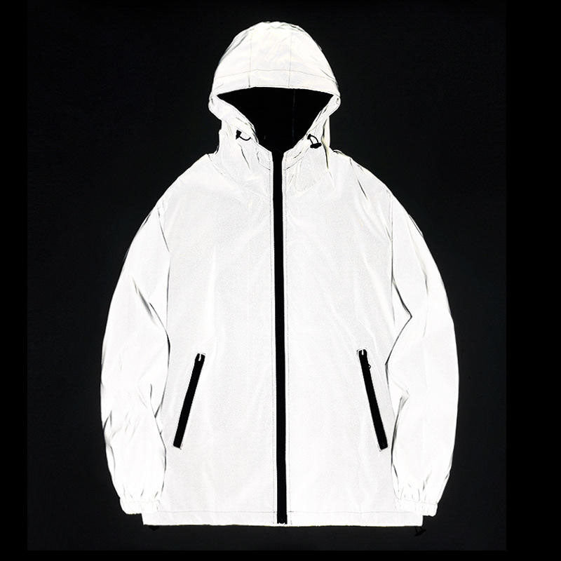 Custom Unisex All-Over Reflective Running Jacket with Hood