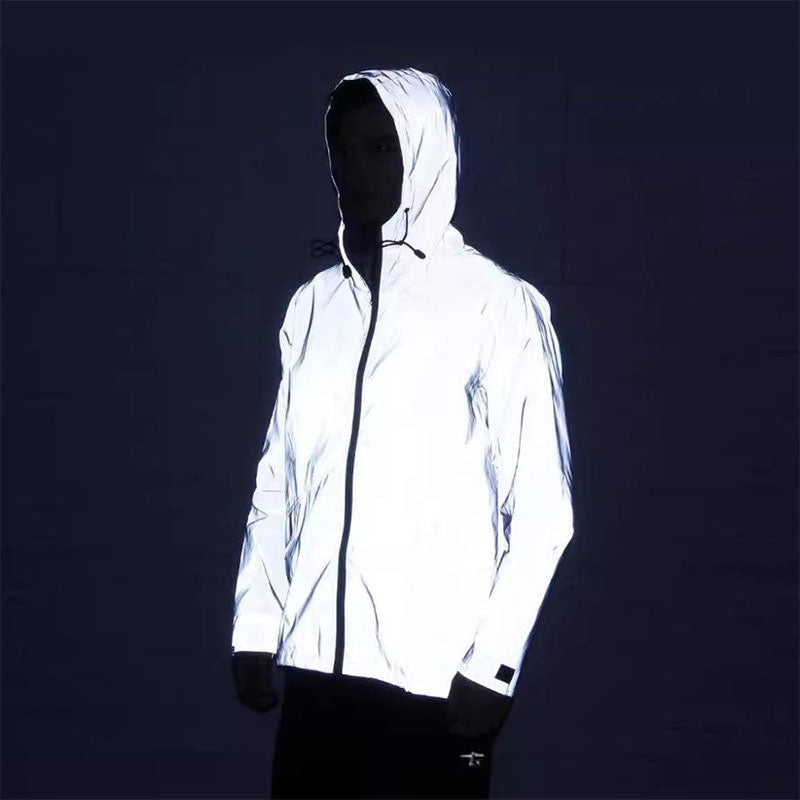 Custom Unisex All-Over Reflective Running Jacket with Hood