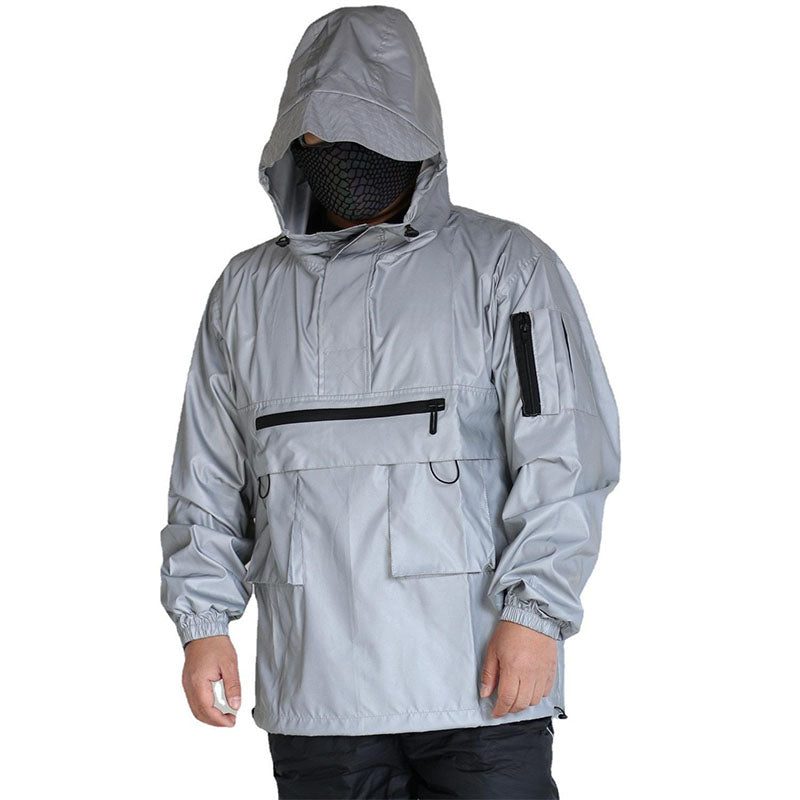 Custom Unisex All-Over Reflective Running Jacket with Hood