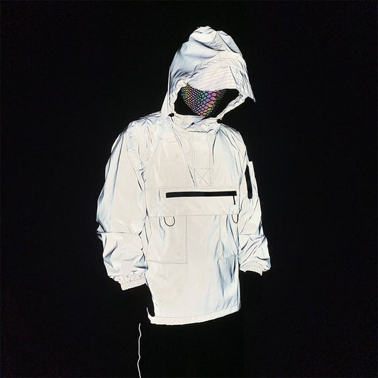Custom Unisex All-Over Reflective Running Jacket with Hood