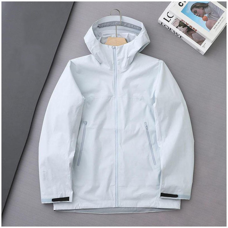 Custom Waterproof Womens Running Jacket with Seam-Fused Panels and Zip Pockets