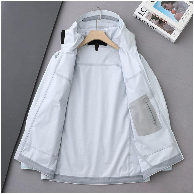 Custom Waterproof Womens Running Jacket with Seam-Fused Panels and Zip Pockets