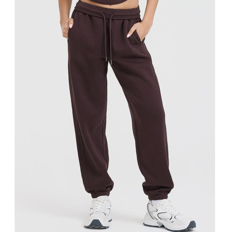 Custom Winter Running Pants Womens Loose Cotton Terry Joggers