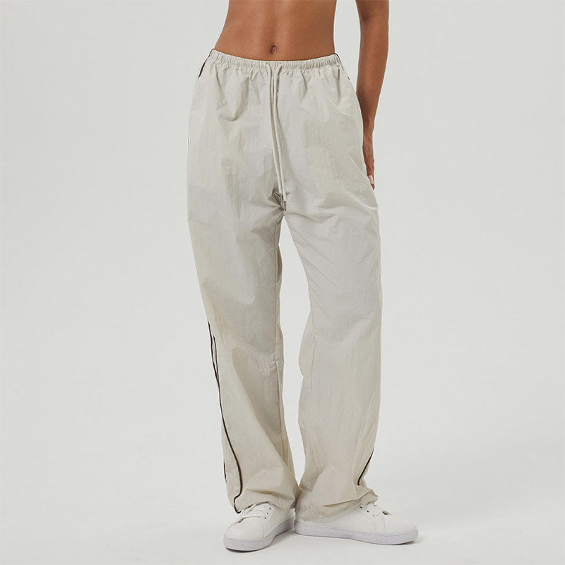 Custom Women Running Pants Nylon Track Pants with Side Piping