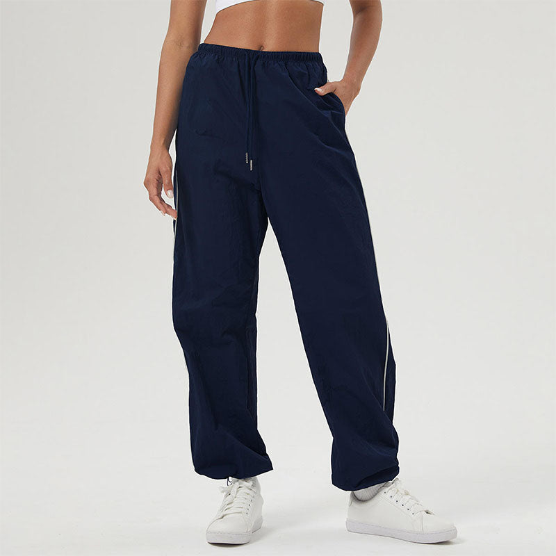 Custom Women Running Pants Nylon Track Pants with Side Piping