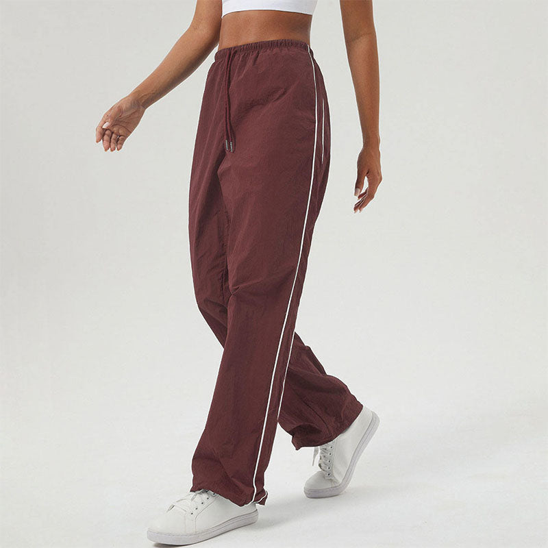 Custom Women Running Pants Nylon Track Pants with Side Piping