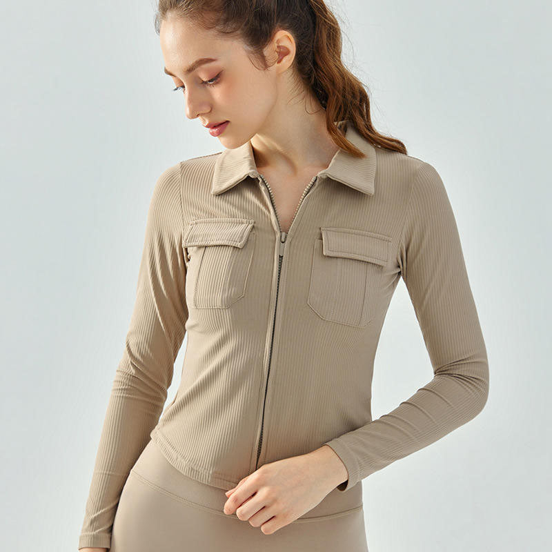 Custom Women's Running Jacket – Four-Way Stretch Collared Style