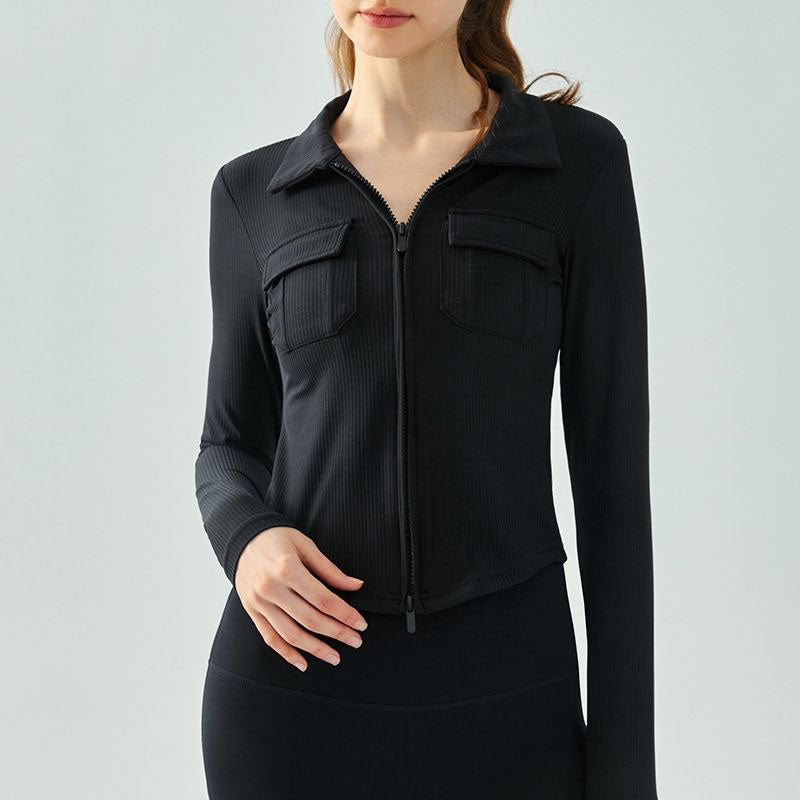 Custom Women's Running Jacket – Four-Way Stretch Collared Style