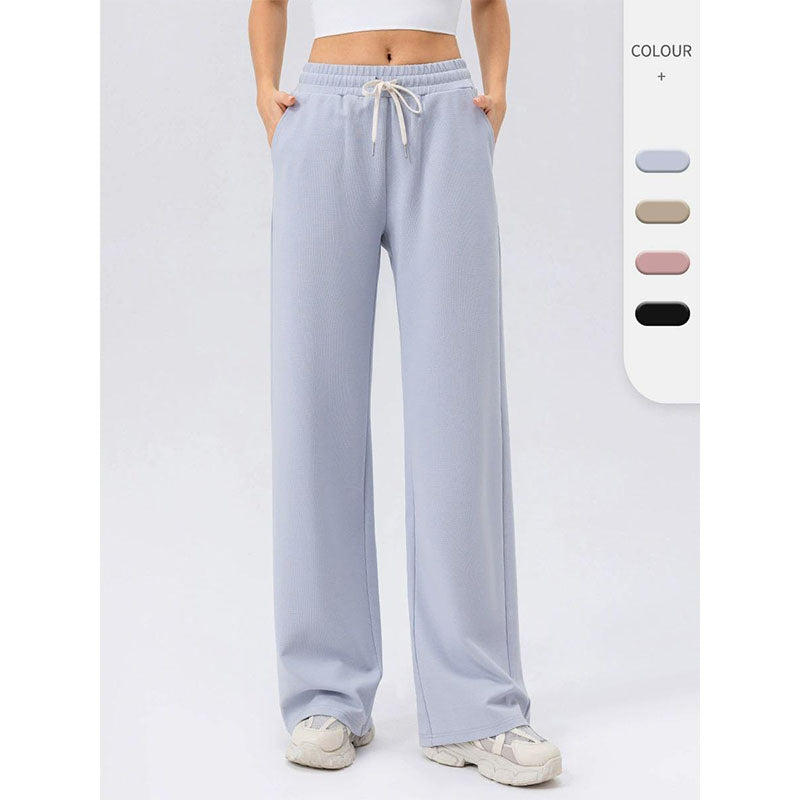 Custom Women’s Cotton Wide-Leg Running Pants with Elastic Waist