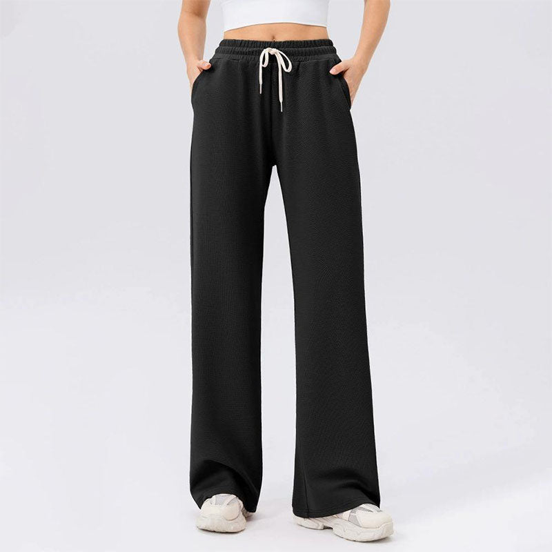 Custom Women’s Cotton Wide-Leg Running Pants with Elastic Waist