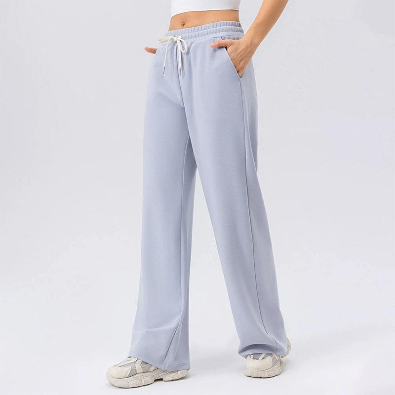 Custom Women’s Cotton Wide-Leg Running Pants with Elastic Waist