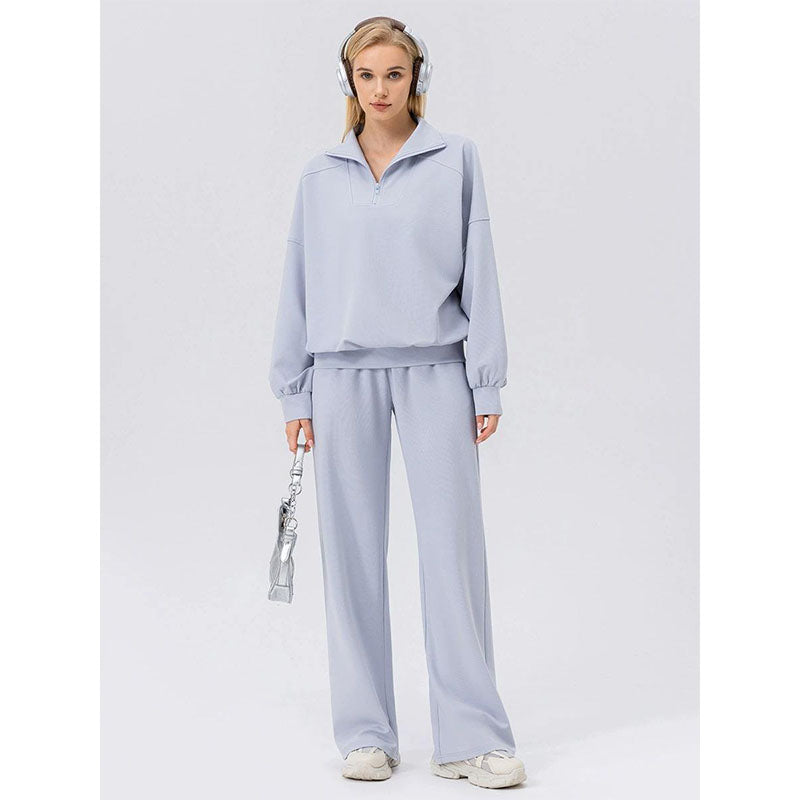 Custom Women’s Cotton Wide-Leg Running Pants with Elastic Waist