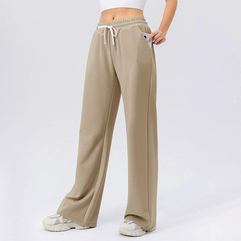 Custom Women’s Cotton Wide-Leg Running Pants with Elastic Waist