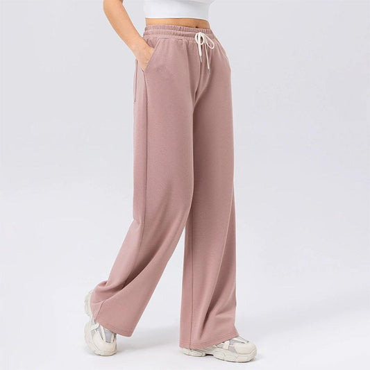 Custom Women’s Cotton Wide-Leg Running Pants with Elastic Waist